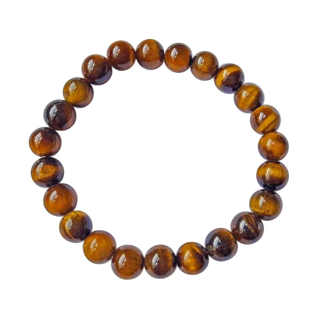 Pulsera de mineral Ojo de Tigre con bolas lisas, accesorio de joyería natural y elegante.