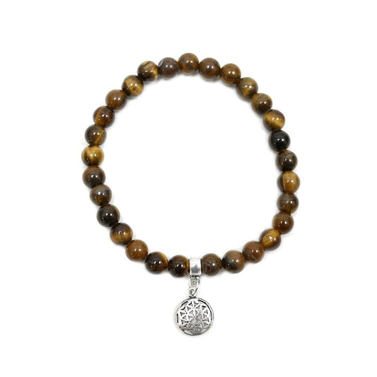 Pulsera de Ojo de Tigre y Flor de la Vida
