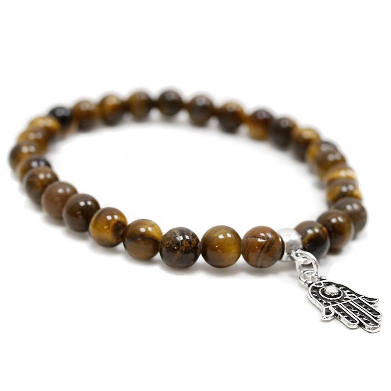 Pulsera de Ojo de Tigre y Mano de Fátima
