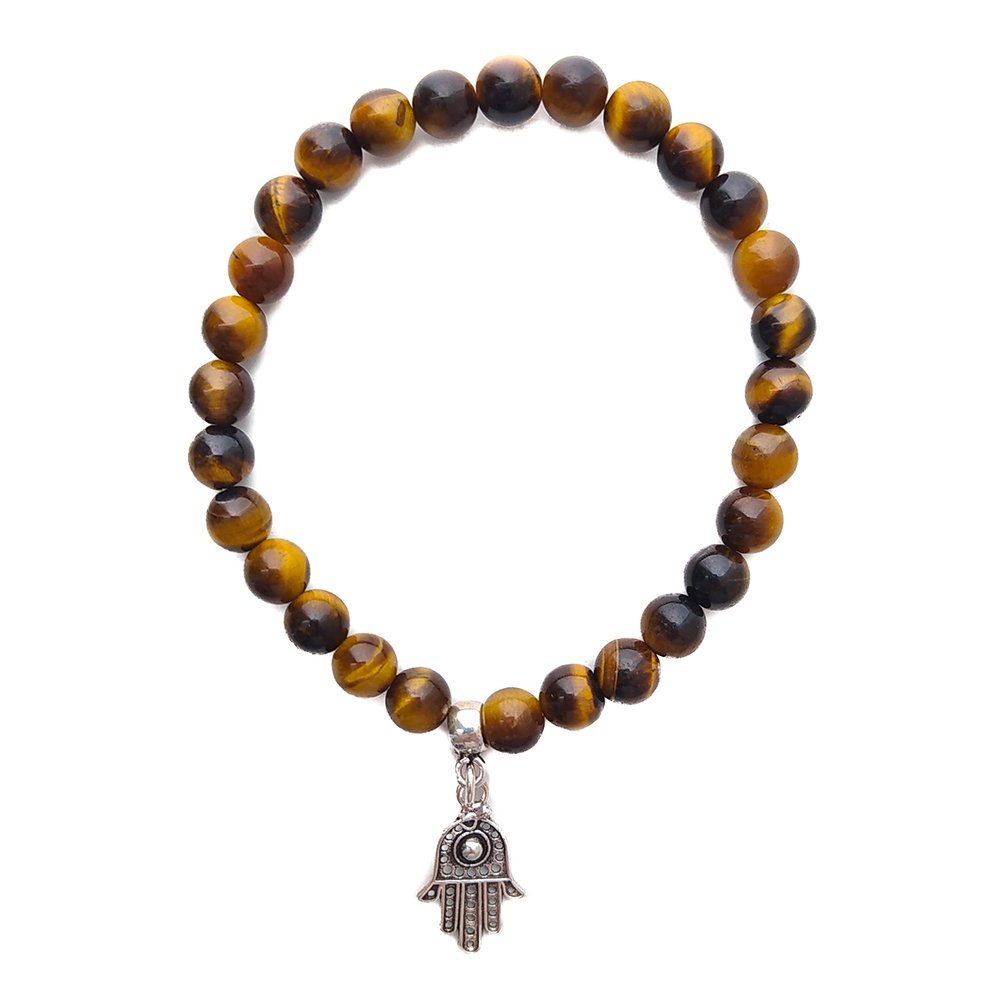 Pulsera de Ojo de Tigre y Mano de Fátima