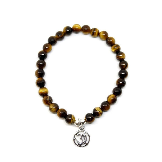 Pulsera de Ojo de Tigre y Símbolo OM