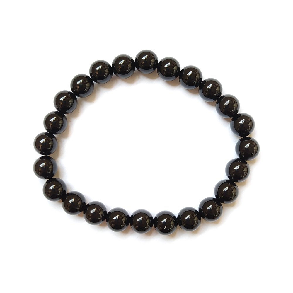 Pulsera de mineral Ónix con bolas lisas negra, accesorios de joyería para mujer, de la marca Mystical Tienda.