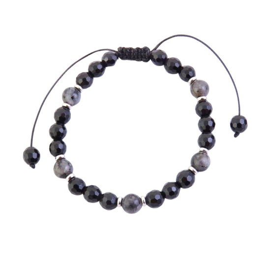 Pulsera de Ónix Facetado & Labradorita - Nudo Corredizo - Sensaido