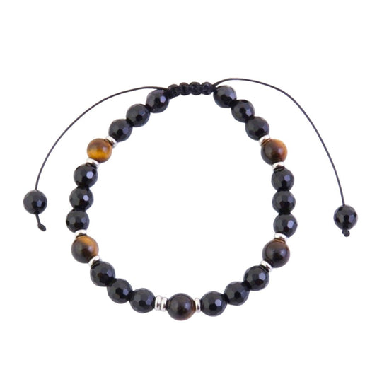 Pulsera de Ónix Facetado & Ojo de Tigre - Nudo Corredizo - Sensaido