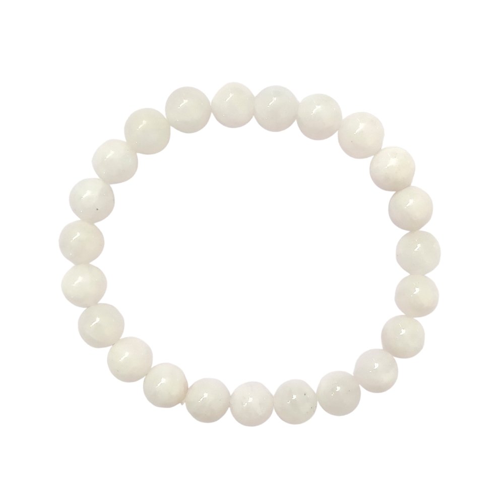 Pulsera de piedra de luna de mineral, con cuentas redondas y brillo suave, ideal para accesorios de joyería natural.