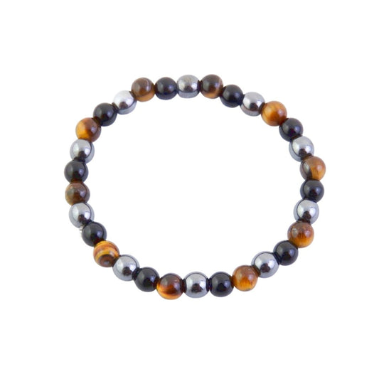 Pulsera de Triple Protección : Ojo de Tigre, Hematite y Ónix