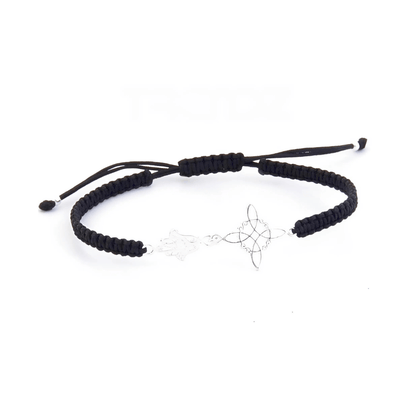 Pulsera Macramé Mano de Fátima y Nudo de Bruja - Plata de ley 925