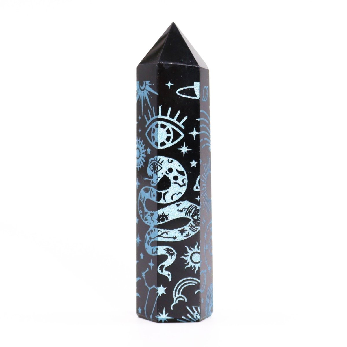 Punta de Obsidiana Negra 'Mistica' - Azul Celeste - Sensaido