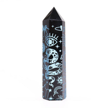 Punta de Obsidiana Negra 'Mistica' - Azul Celeste - Sensaido