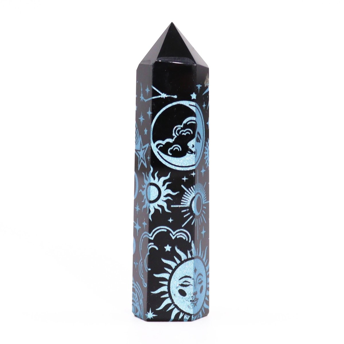 Punta de Obsidiana Negra 'Mistica' - Azul Celeste - Sensaido