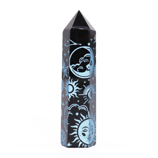 Punta de Obsidiana Negra 'Mistica' - Azul Celeste - Sensaido