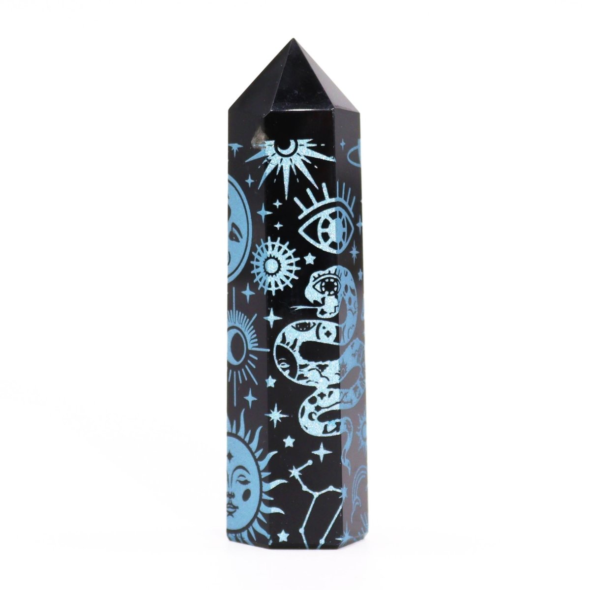 Punta de Obsidiana Negra 'Mistica' - Azul Celeste - Sensaido