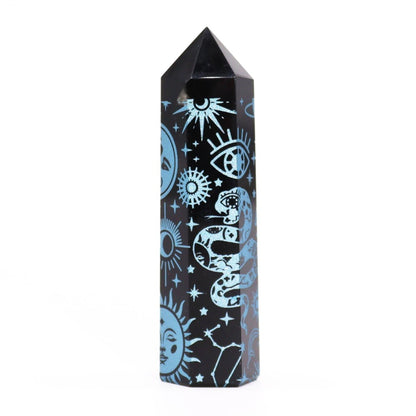 Punta de Obsidiana Negra 'Mistica' - Azul Celeste - Sensaido