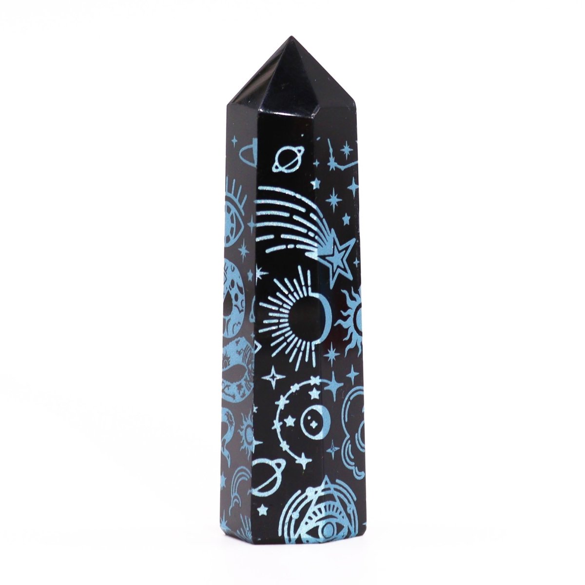 Punta de Obsidiana Negra 'Mistica' - Azul Celeste - Sensaido