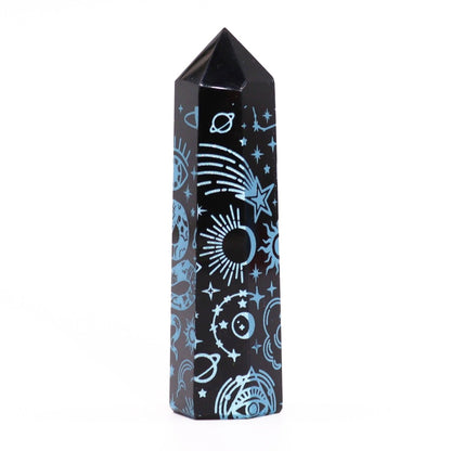 Punta de Obsidiana Negra 'Mistica' - Azul Celeste - Sensaido