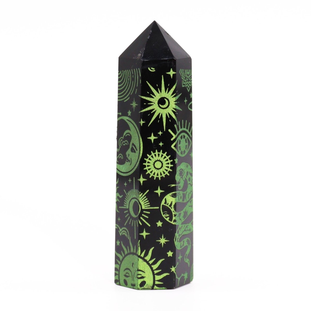 Punta de Obsidiana Negra 'Mistica' - Verde - Sensaido