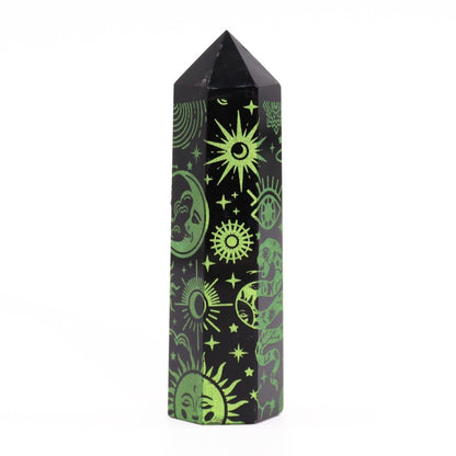 Punta de Obsidiana Negra 'Mistica' - Verde - Sensaido