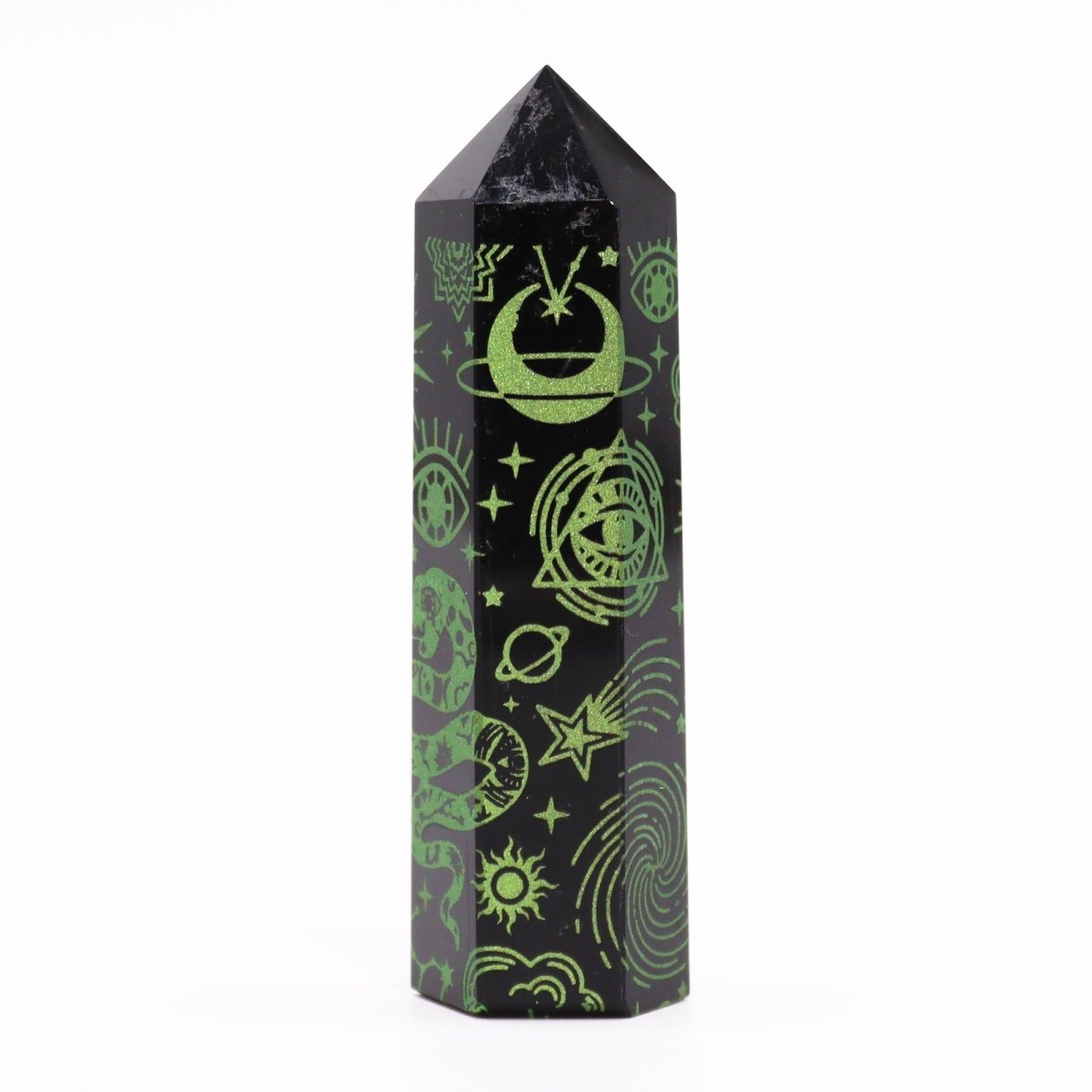 Punta de Obsidiana Negra 'Mistica' - Verde - Sensaido