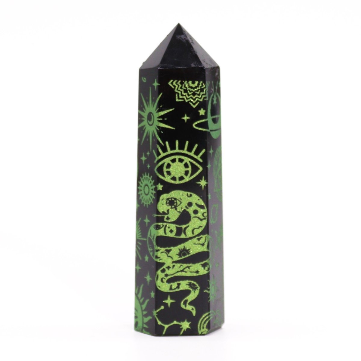 Punta de Obsidiana Negra 'Mistica' - Verde - Sensaido