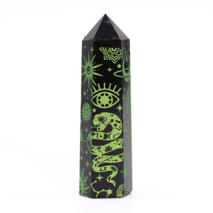 Punta de Obsidiana Negra 'Mistica' - Verde - Sensaido
