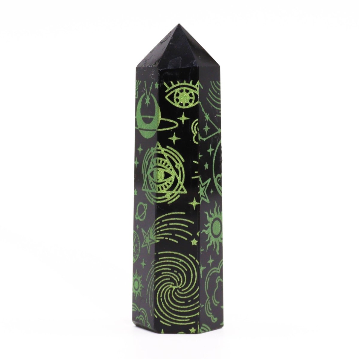 Punta de Obsidiana Negra 'Mistica' - Verde - Sensaido