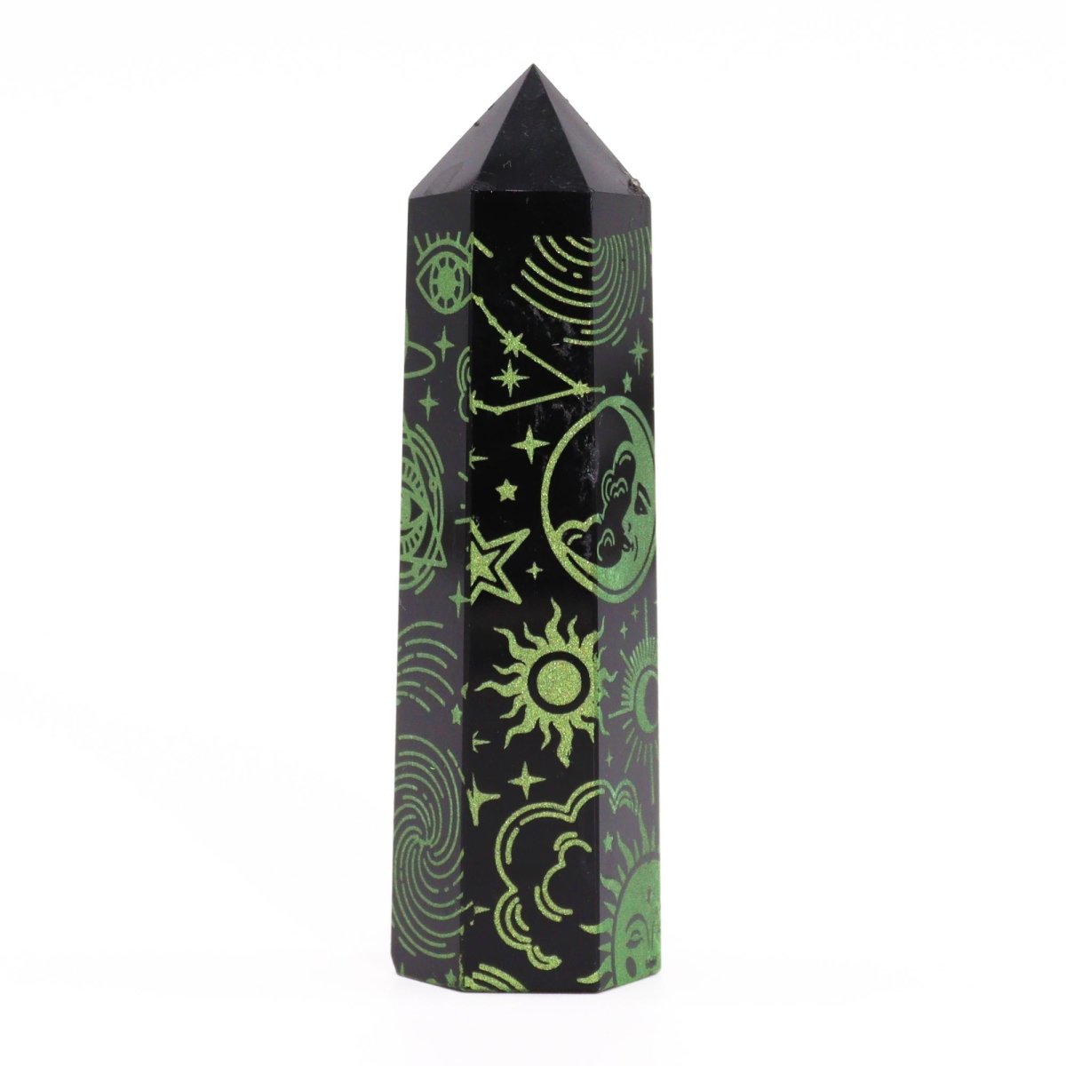 Punta de Obsidiana Negra 'Mistica' - Verde - Sensaido