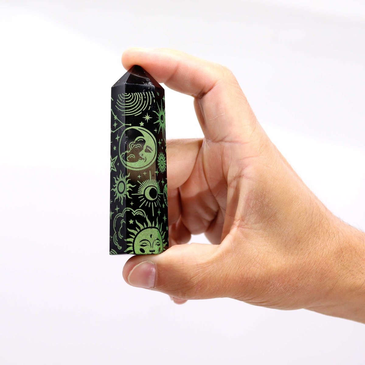 Punta de Obsidiana Negra 'Mistica' - Verde - Sensaido