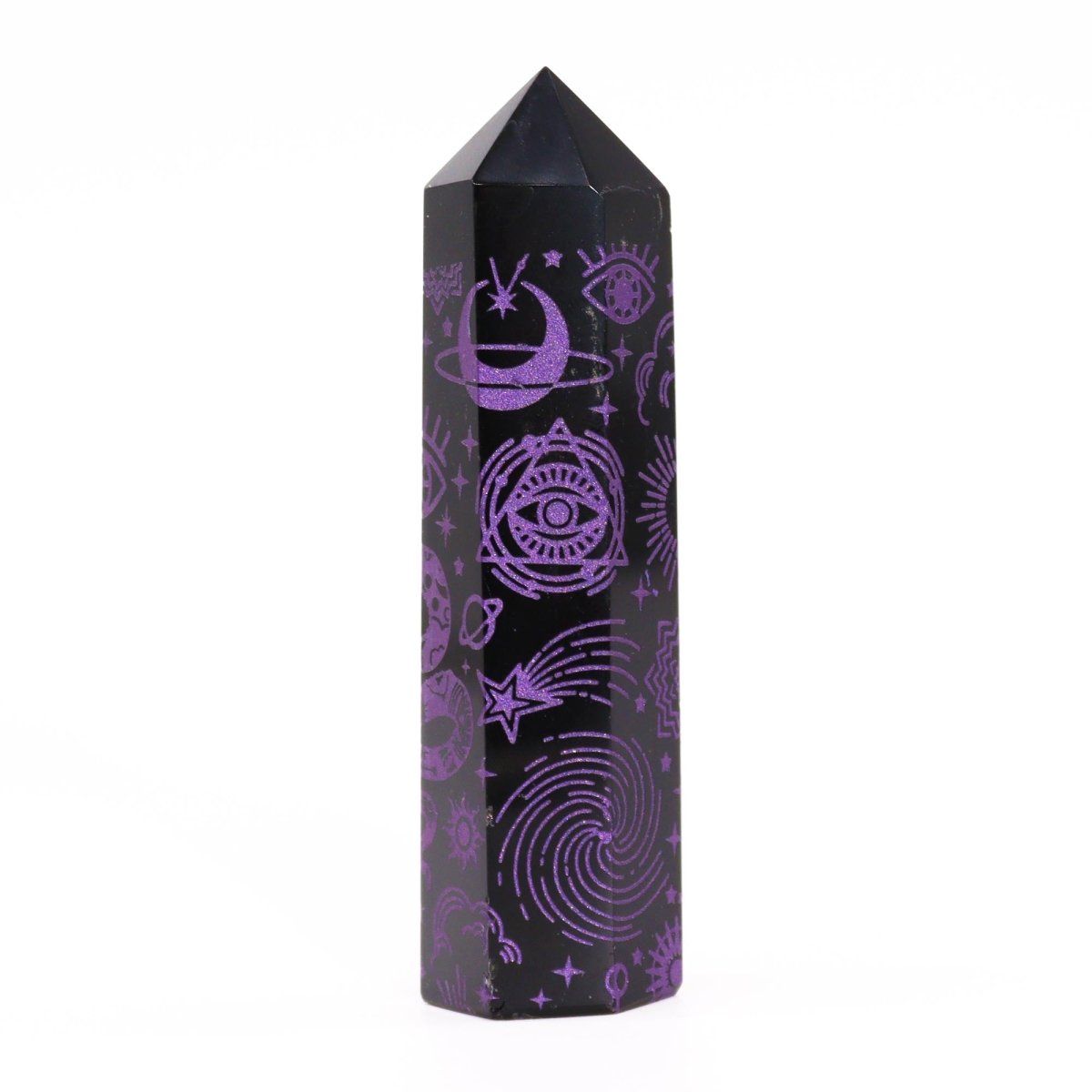 Punta de Obsidiana Negra 'Mistica' - Violeta - Sensaido