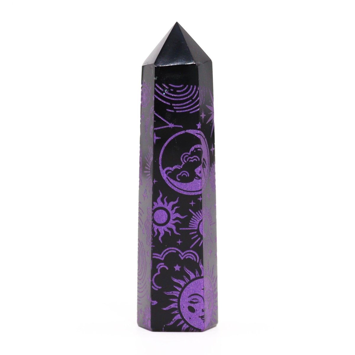 Punta de Obsidiana Negra 'Mistica' - Violeta - Sensaido