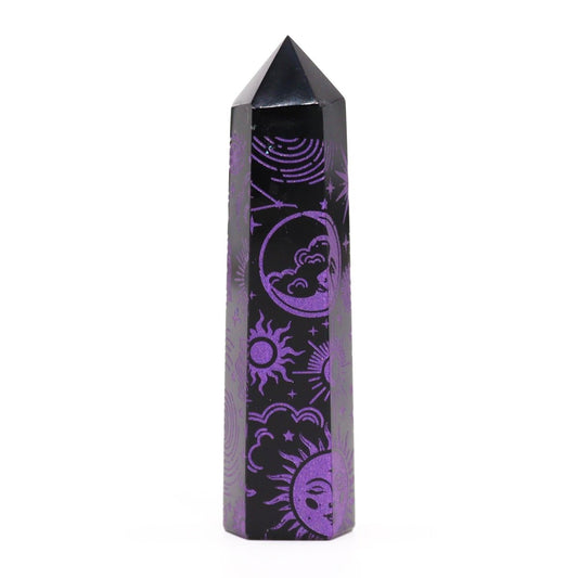Punta de Obsidiana Negra 'Mistica' - Violeta - Sensaido
