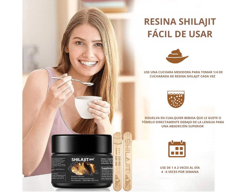 Resina de Shilajit del Himalaya en tarro, suplemento dietético natural para energía pura y vitalidad saludable.