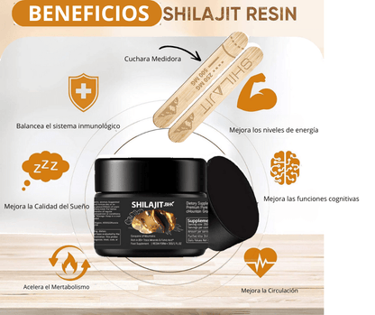 Resina de Shilajit del Himalaya en jarra, suplemento dietético para energía pura y vitalidad natural, de la marca innovagizmo.com