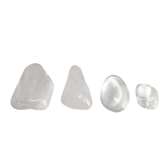 Rodado de cuarzo blanco de la marca Mystical Tienda, muestra su superficie lisa y brillante en color blanco puro.