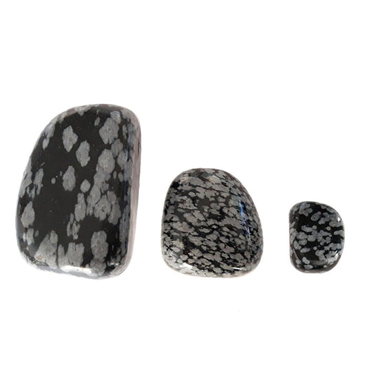 Rodado de obsidiana Nevada de Mystical Tienda, piedra pulida y brillante con patrones negros y grises en la imagen.