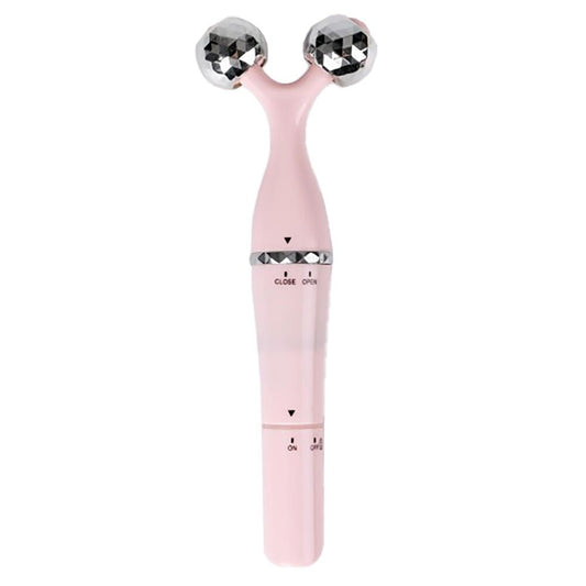 Rodillo masajeador facial 3 en 1 de innovagizmo, herramienta para cuidado de la piel y relajación facial.