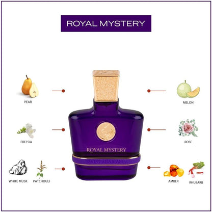 Swiss Arabian - Perfume Royal Mystery - 100ml - Eau de Parfum - Fragancia Femenina - Familia olfativa Chipre Frutal - Elegante y Sofisticada
