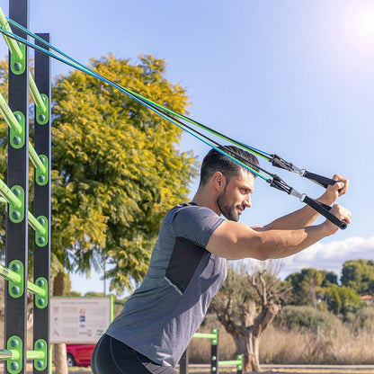 Set de bandas de resistencia innovagizmo con accesorios y guía de ejercicios, 3 unidades para entrenamiento en casa.