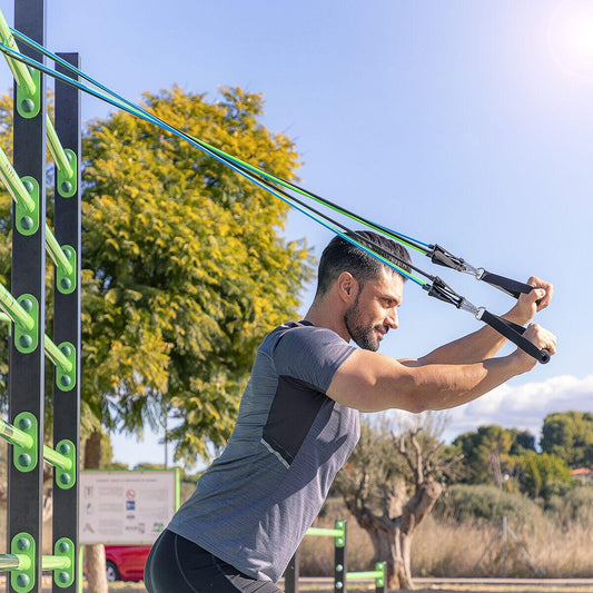 Set de bandas de resistencia innovagizmo con accesorios y guía de ejercicios, 3 unidades para entrenamiento en casa.
