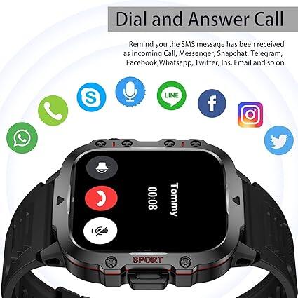 Reloj inteligente innovagizmo X30 con pantalla táctil y correa de silicona negra, mostrando la interfaz en la pantalla.