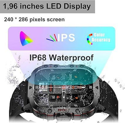Reloj inteligente Innovagizmo X30 con pantalla táctil y pulsera negra, visible en la imagen.