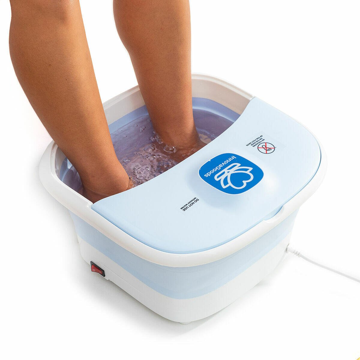 Spa para pies plegable Footopy InnovaGoods con rodillos y hidromasaje, ideal para relajación y cuidado de los pies.
