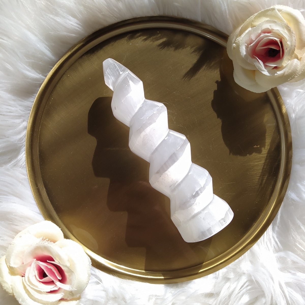 Torre Espiral de Selenita 15 cm - Sensaido