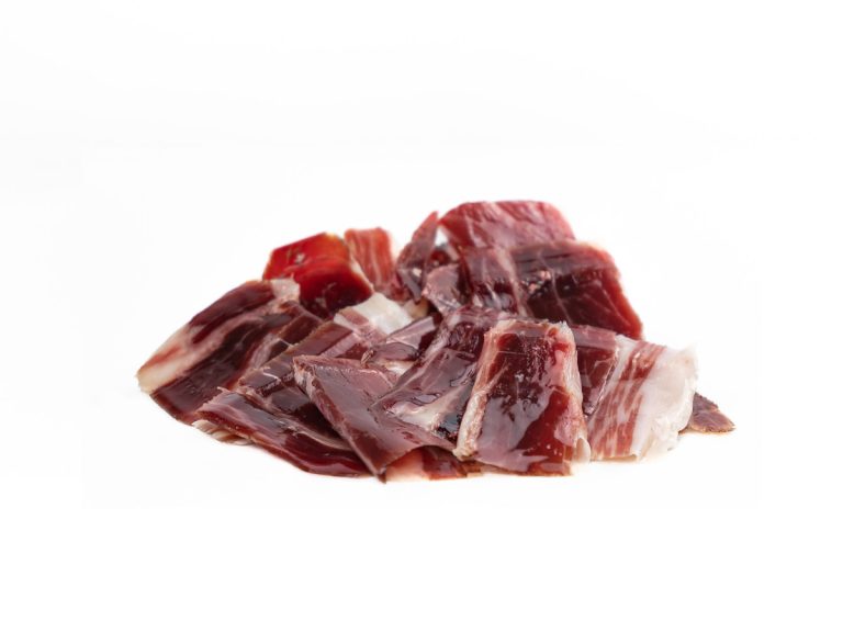 Lonchas de paleta Sagrada de Bellota 100% Ibérica de MONJAMON Y MAS, listas para servir a cuchillo.