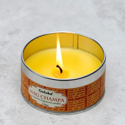 Vela de Cera en Lata Goloka Nag Champa - Sensaido