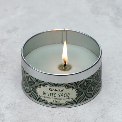 Vela de Cera en Lata Goloka Salvia Blanca - Sensaido