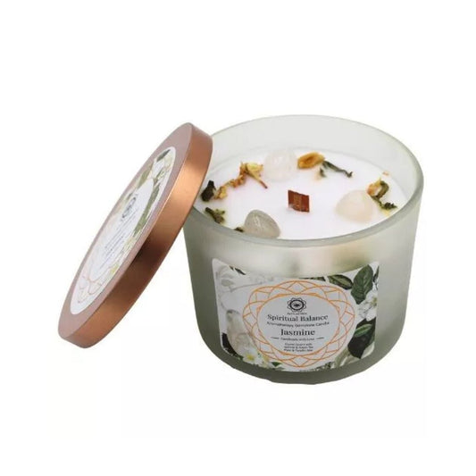 Vela 'Green Tree' 256 grs  - Balance Espiritual & Cuarzo Blanco - Sensaido