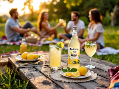 Zumo de limón exprimido 100% natural de AZALA GOURMET en botella de 1 litro, líquido amarillo y transparente en vaso.